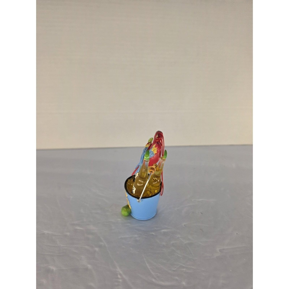 Parrot Gone to the Beach Beer Bucket Christmas Ornament Tropical Beach Holiday - Picture 5 of 7